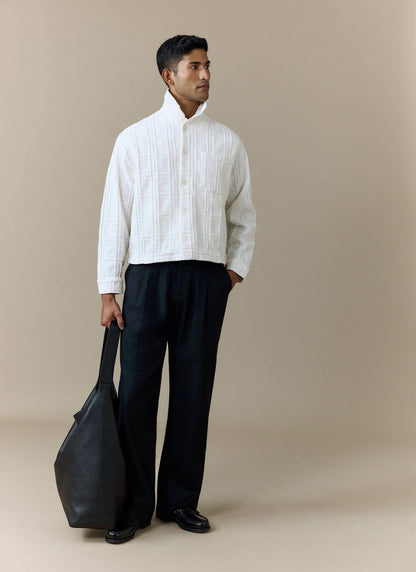 Men's Check Overshirt - Canyon - Cotton - White | Percival