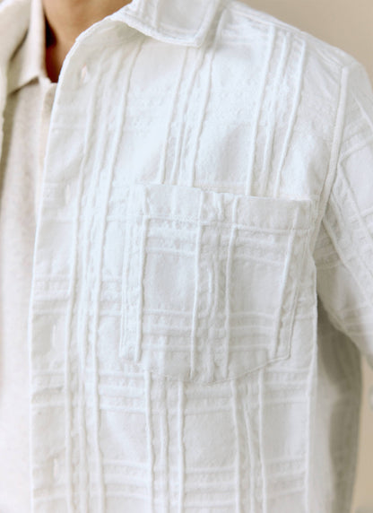 Men's Check Overshirt - Canyon - Cotton - White | Percival