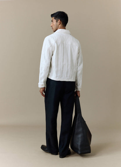 Men's Check Overshirt - Canyon - Cotton - White | Percival