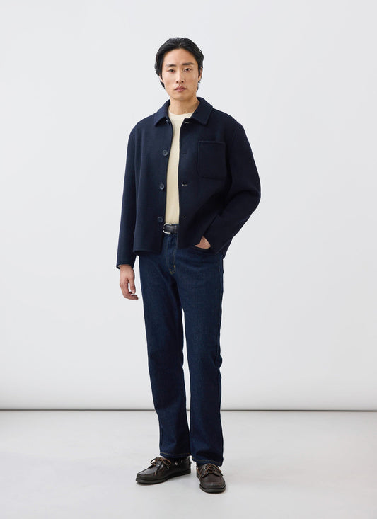 Men's Wool Overshirt - Shacket - Wool - Navy Blue | Percival