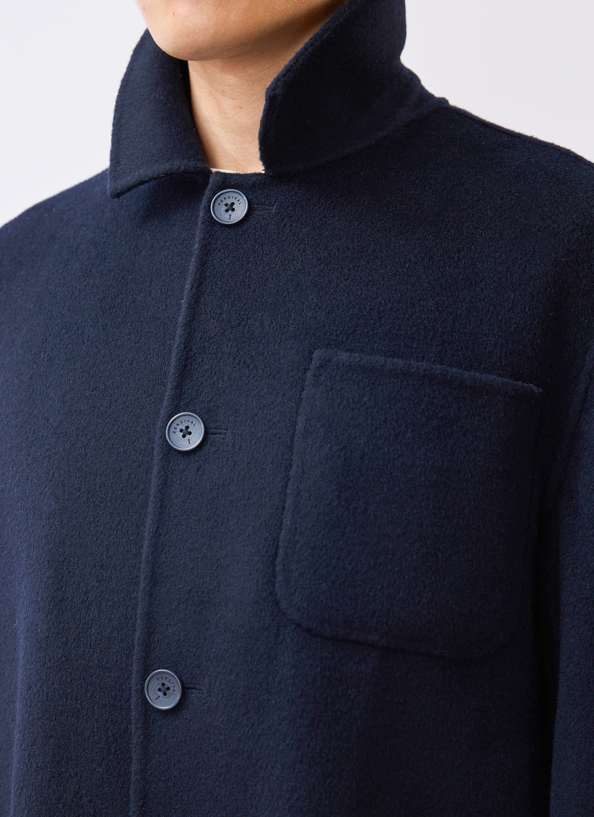 Men's Wool Overshirt - Shacket - Wool - Navy Blue | Percival