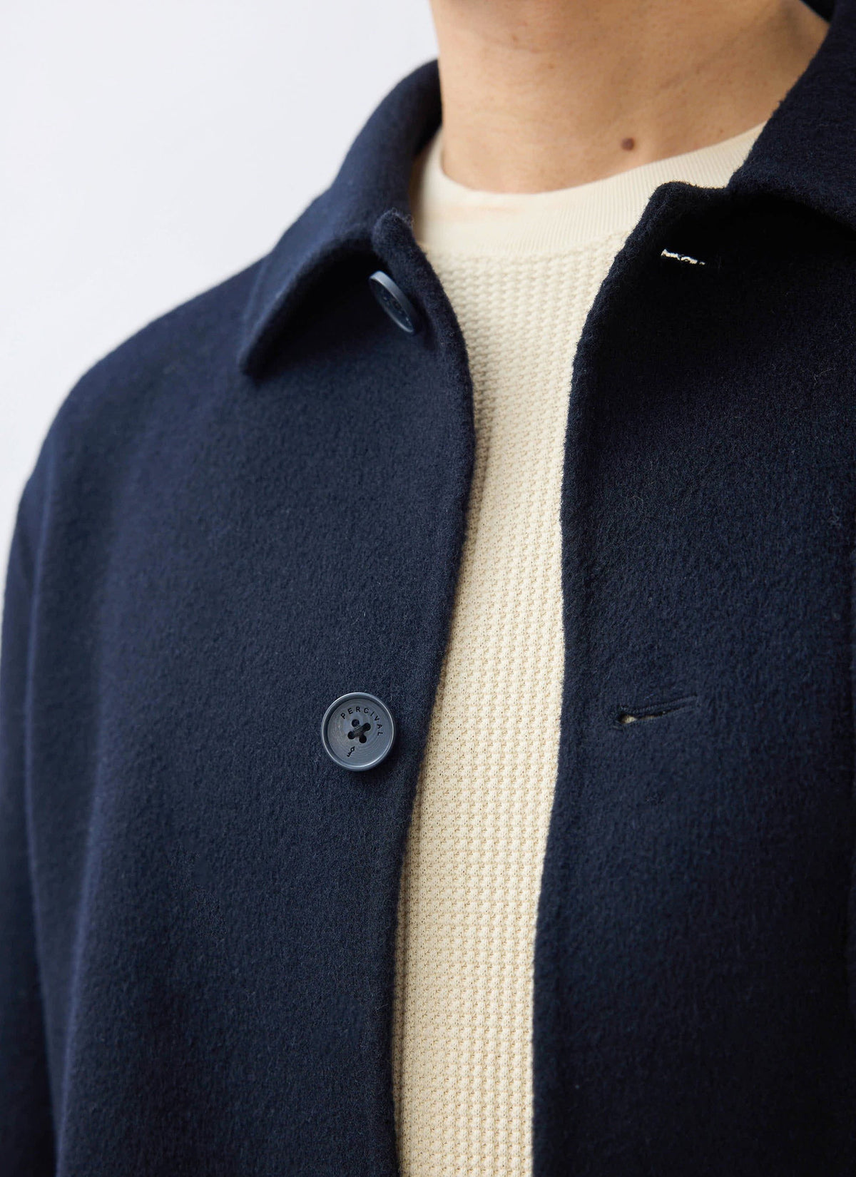 Men's Wool Overshirt - Shacket - Wool - Navy Blue | Percival