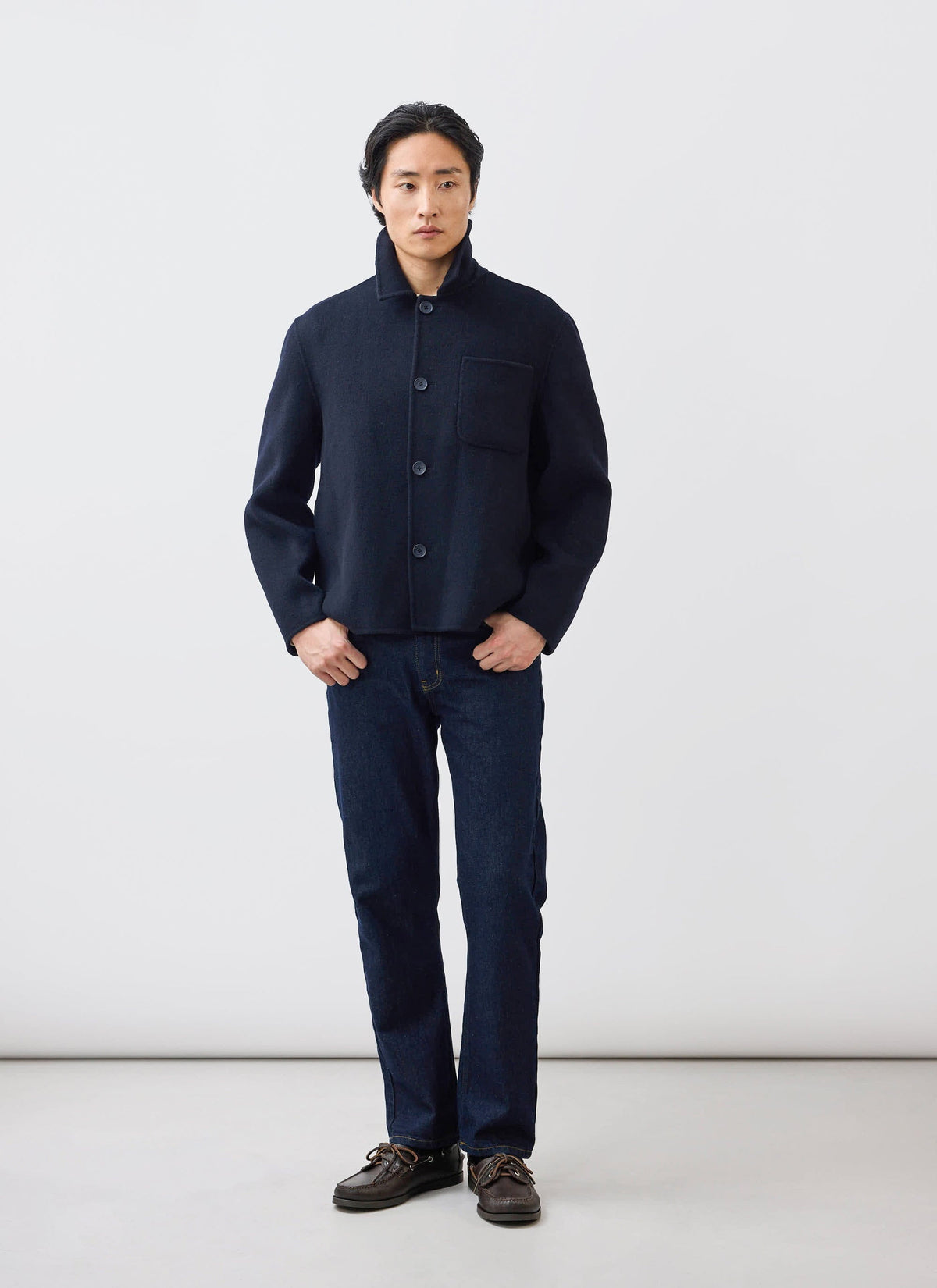 Men's Wool Overshirt - Shacket - Wool - Navy Blue | Percival
