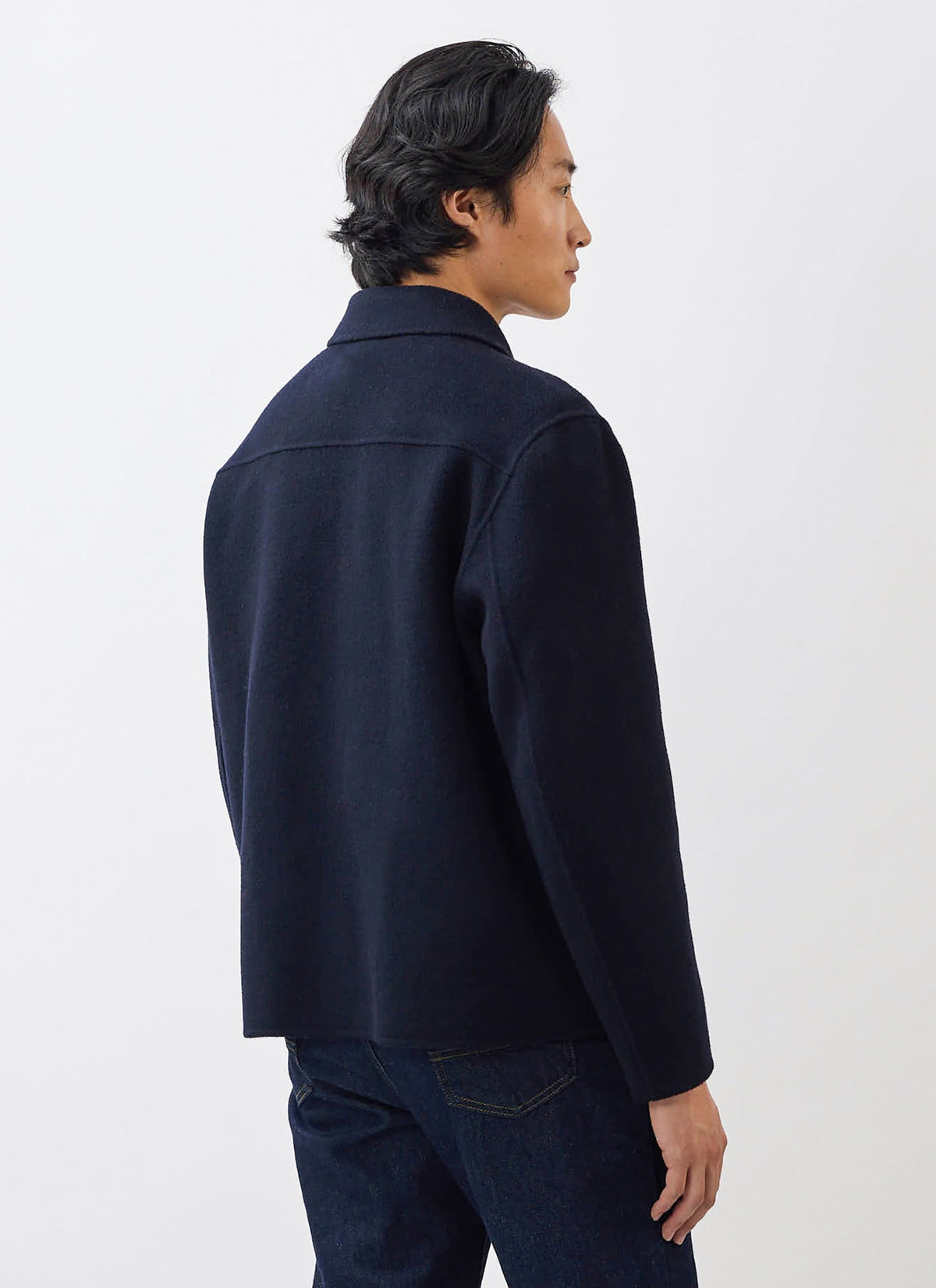 Men's Wool Overshirt - Shacket - Wool - Navy Blue | Percival