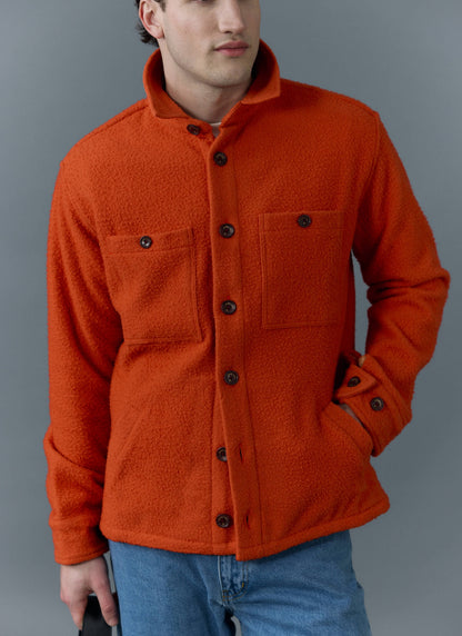 Men's Blanket Overshirt - Casentino Wool - Orange | Percival