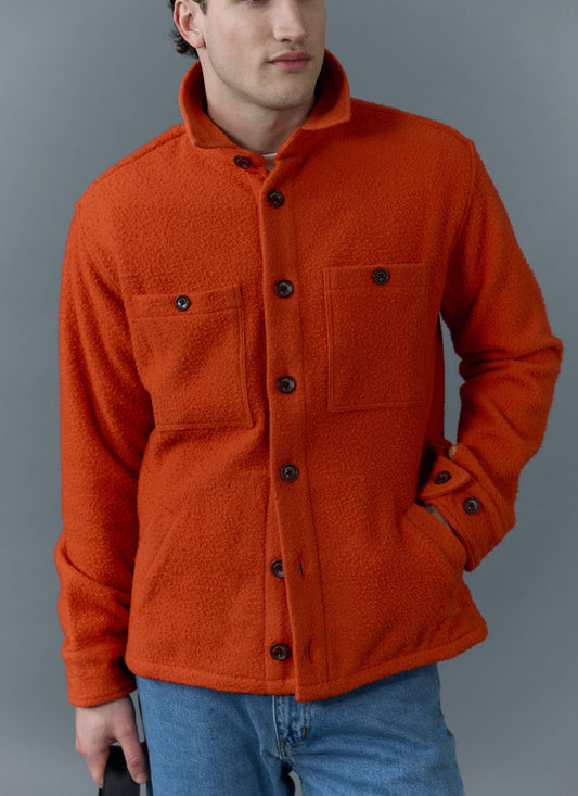 Men's Blanket Overshirt - Casentino Wool - Orange | Percival