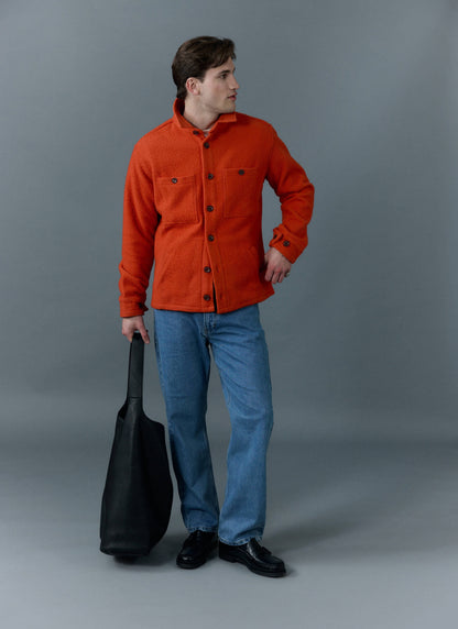 Men's Blanket Overshirt - Casentino Wool - Orange | Percival