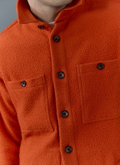 Men's Blanket Overshirt - Casentino Wool - Orange | Percival