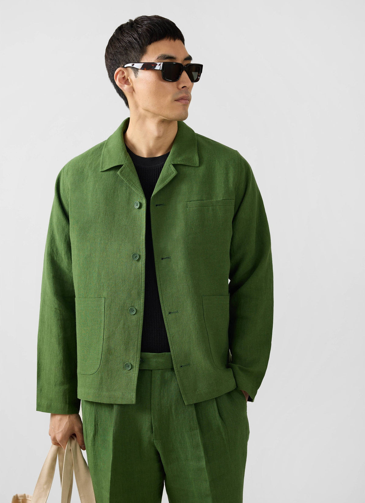 Boxy Overshirt - Linen - Forest | Percival