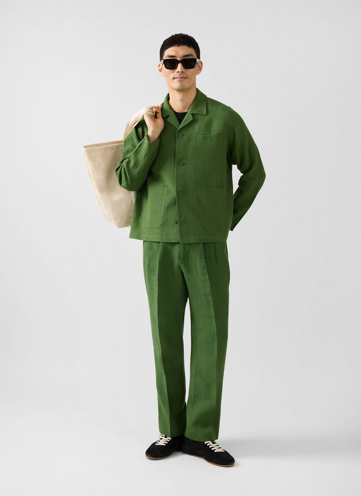 Boxy Overshirt - Linen - Forest | Percival