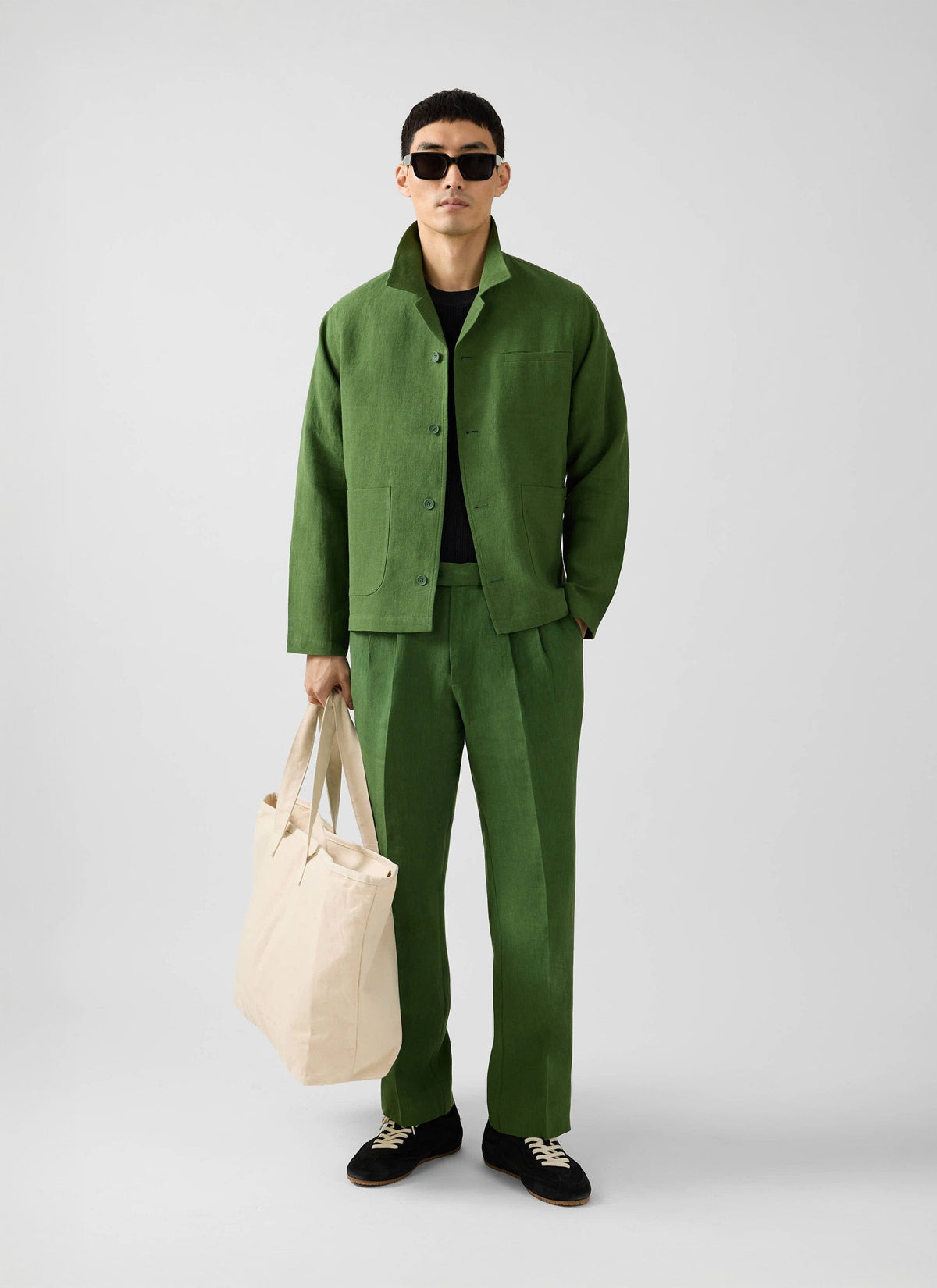 Boxy Overshirt - Linen - Forest | Percival