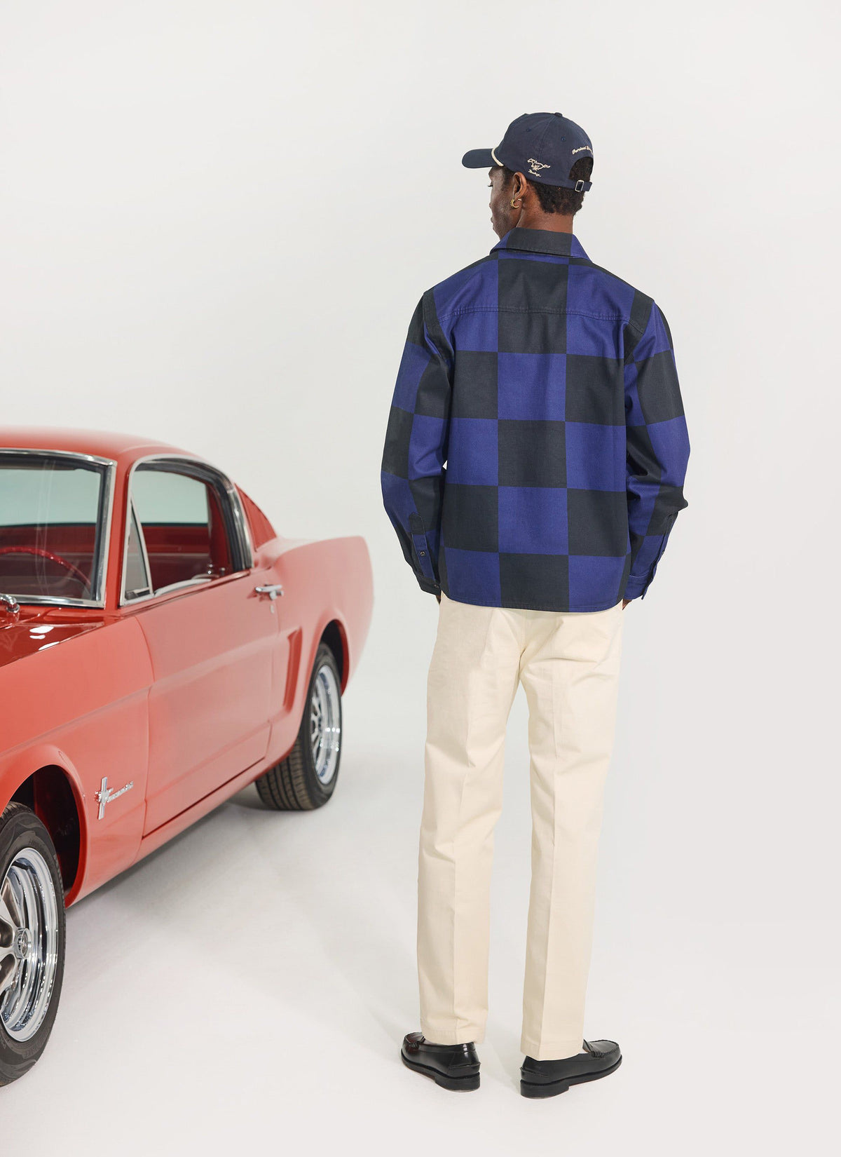 Men's Checkerboard Overshirt x Ford - Navy Blue | Percival