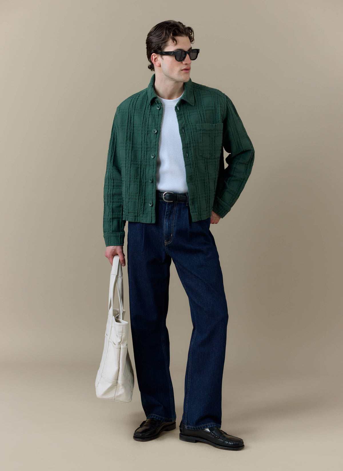Men's Check Overshirt - Canyon - Cotton - Green | Percival