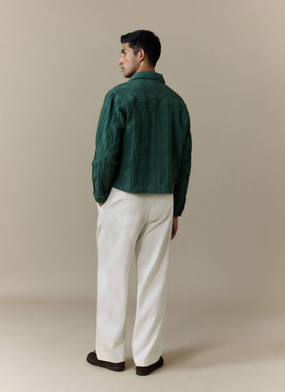 Men's Check Overshirt - Canyon - Cotton - Green | Percival