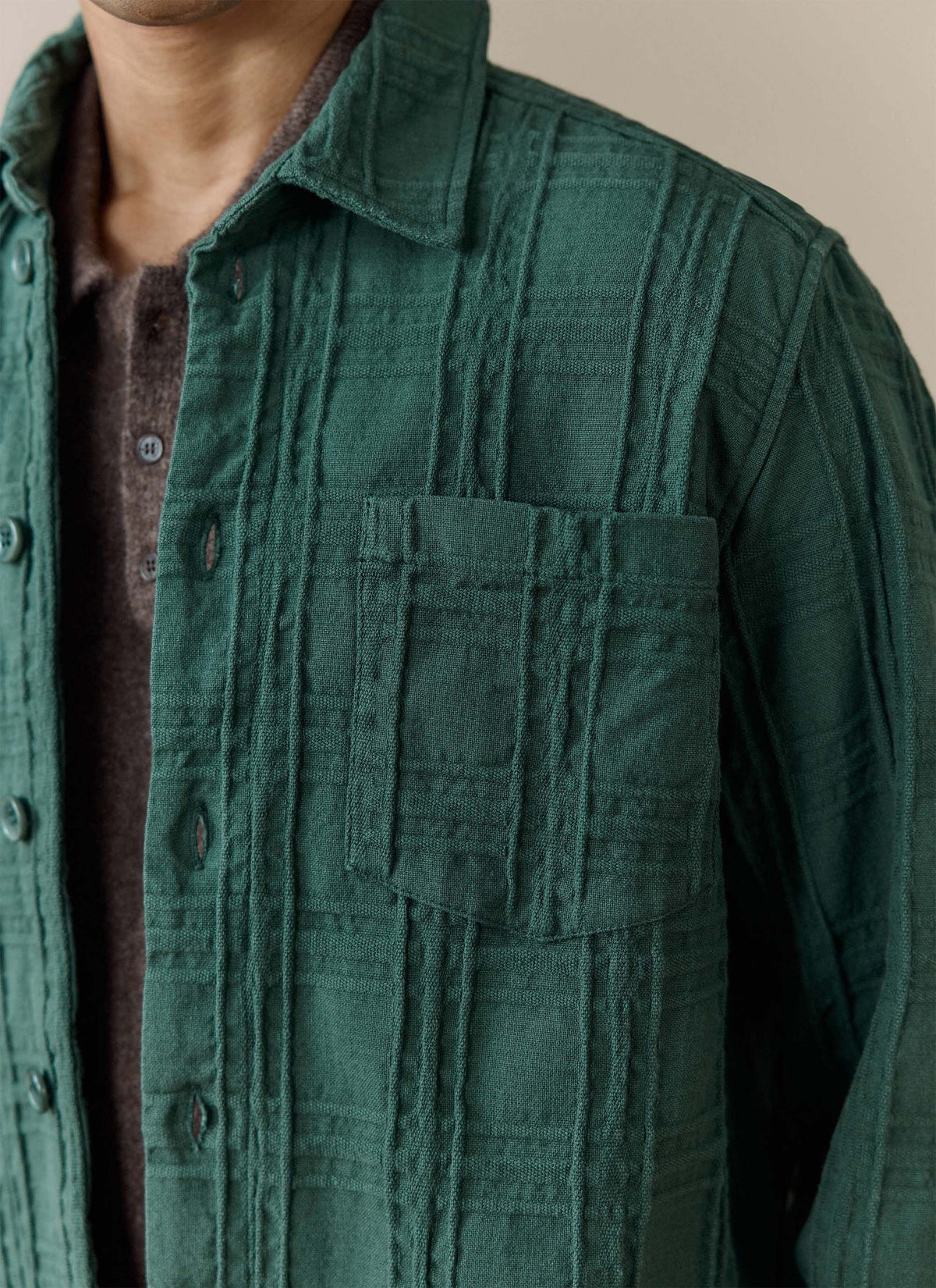 Men's Check Overshirt - Canyon - Cotton - Green | Percival