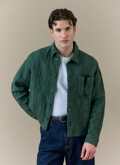 Men's Check Overshirt - Canyon - Cotton - Green | Percival