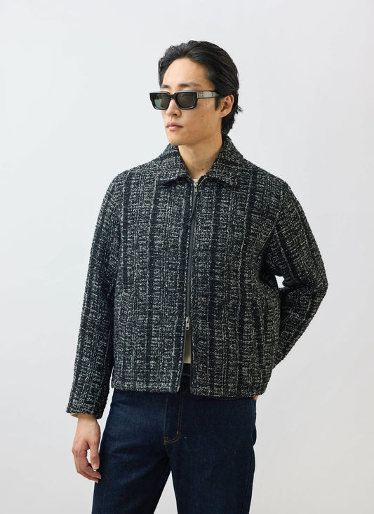 Men's Cropped Zip Jacket​: Ingegno - Wool - Black | Percival