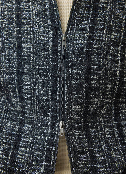 Men's Cropped Zip Jacket​: Ingegno - Wool - Black | Percival