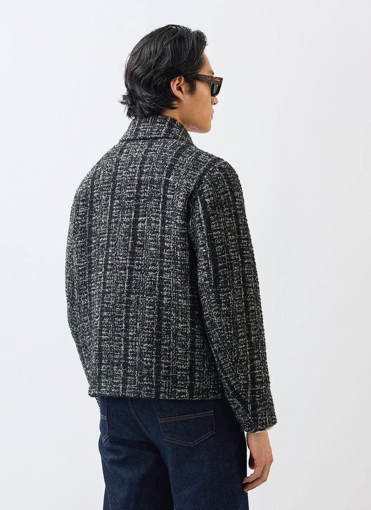 Men's Cropped Zip Jacket​: Ingegno - Wool - Black | Percival