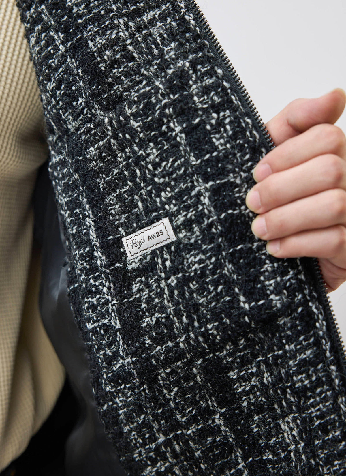 Men's Cropped Zip Jacket​: Ingegno - Wool - Black | Percival