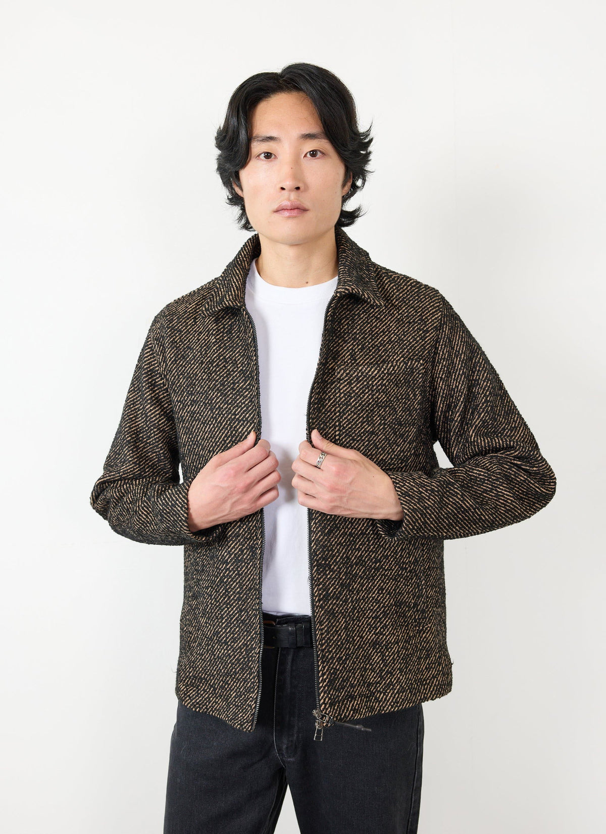Men's Zip Overshirt - Twill Jacket - Oak Brown | Percival