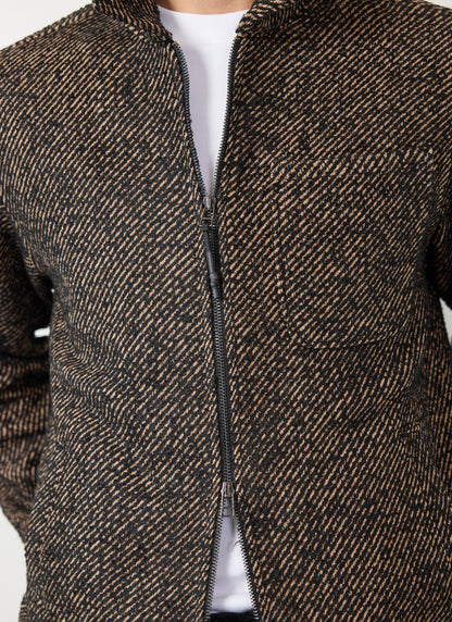 Men's Zip Overshirt - Twill Jacket - Oak Brown | Percival