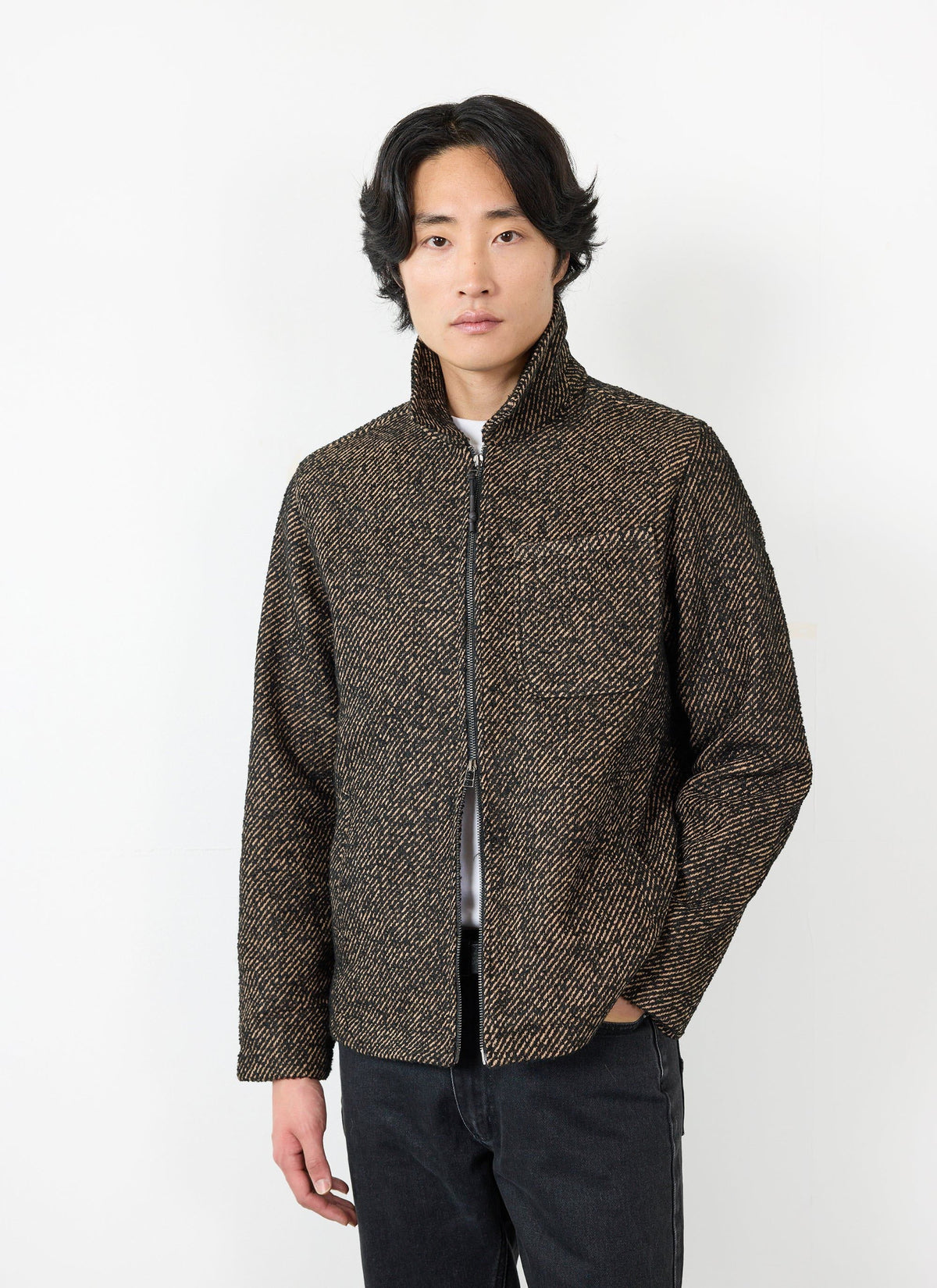 Men's Zip Overshirt - Twill Jacket - Oak Brown | Percival