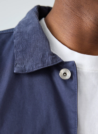 Men's Overshirt Jacket: Cord Collar - Cotton - Navy Blue - Champion x Percival | Percival