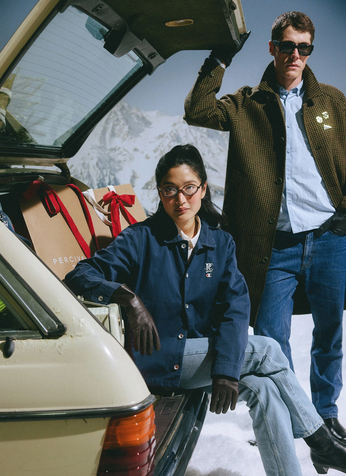 Men's Overshirt Jacket: Cord Collar - Cotton - Navy Blue - Champion x Percival | Percival
