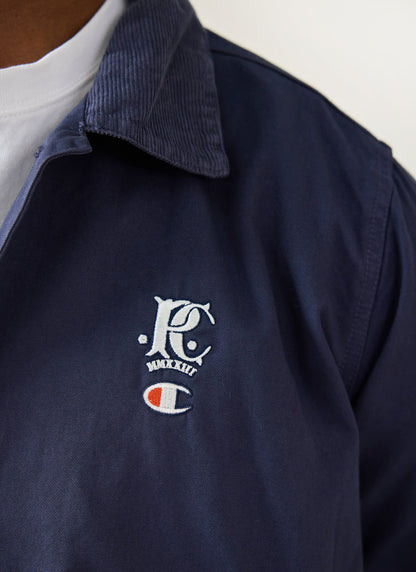 Men's Overshirt Jacket: Cord Collar - Cotton - Navy Blue - Champion x Percival | Percival