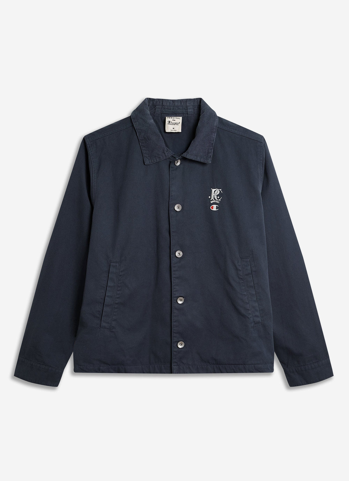 Men's Overshirt Jacket: Cord Collar - Cotton - Navy Blue - Champion x Percival | Percival