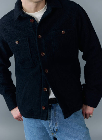 Men's Blanket Overshirt - Casentino Wool - Navy Blue | Percival