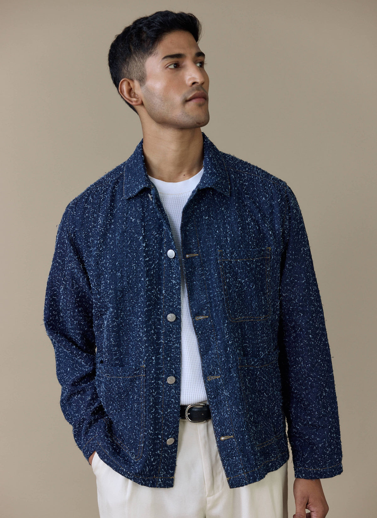 Men's Chore Jacket - Parsons - Cotton - Blue | Percival