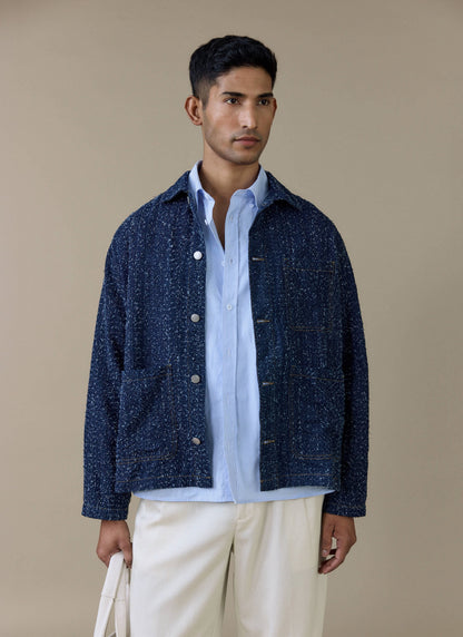 Men's Chore Jacket - Parsons - Cotton - Blue | Percival