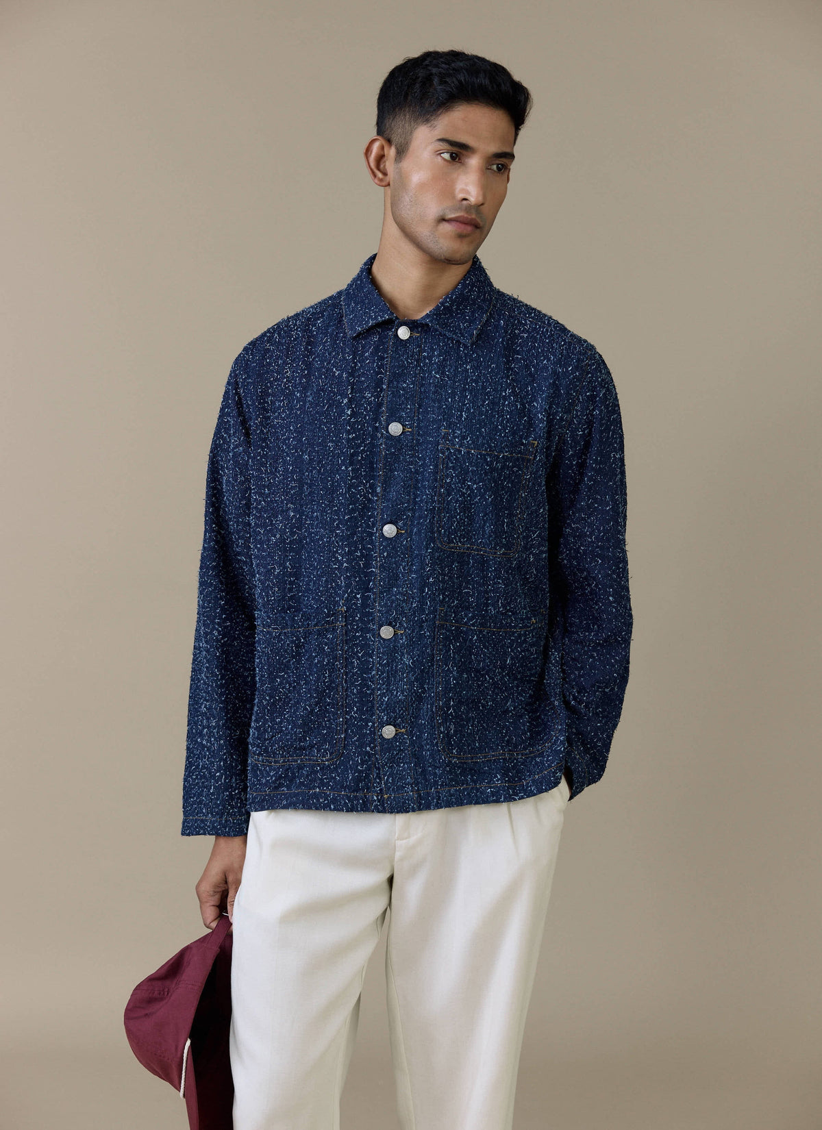 Men's Chore Jacket - Parsons - Cotton - Blue | Percival