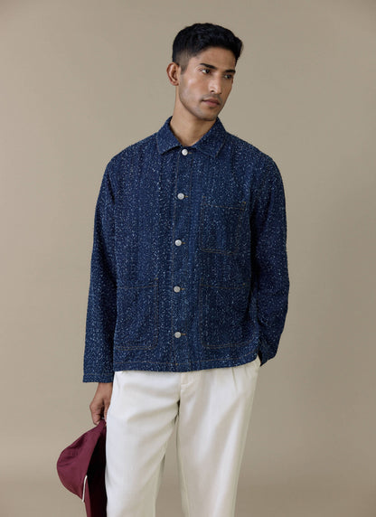 Men's Chore Jacket - Parsons - Cotton - Blue | Percival