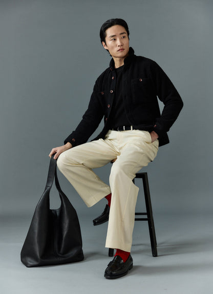 Men's Blanket Overshirt - Casentino Wool - Black | Percival