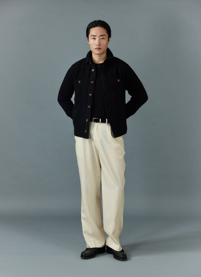 Men's Blanket Overshirt - Casentino Wool - Black | Percival