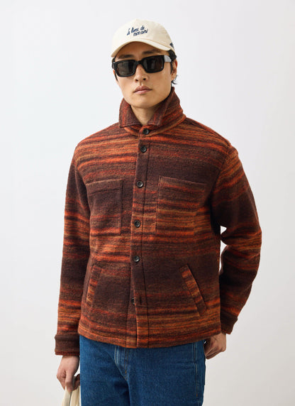Men's Mississippi Jacquard Overshirt - Boiled Wool - Burnt Orange | Percival
