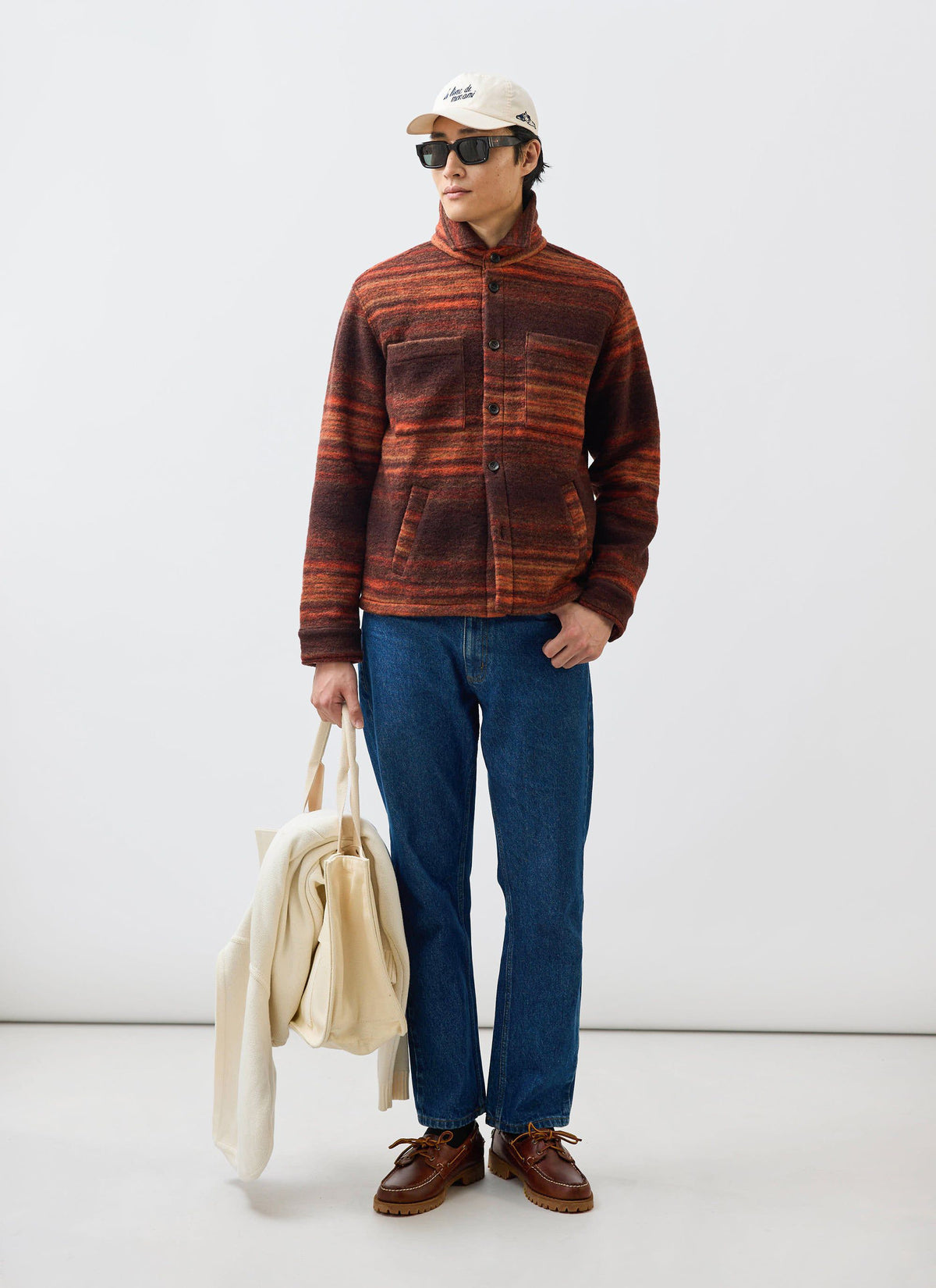 Men's Mississippi Jacquard Overshirt - Boiled Wool - Burnt Orange | Percival