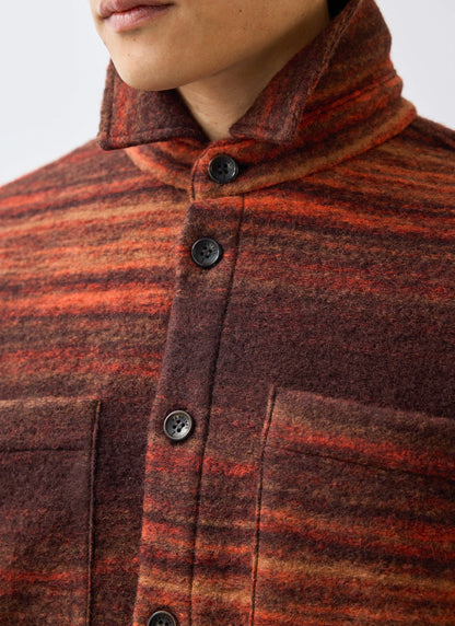 Men's Mississippi Jacquard Overshirt - Boiled Wool - Burnt Orange | Percival