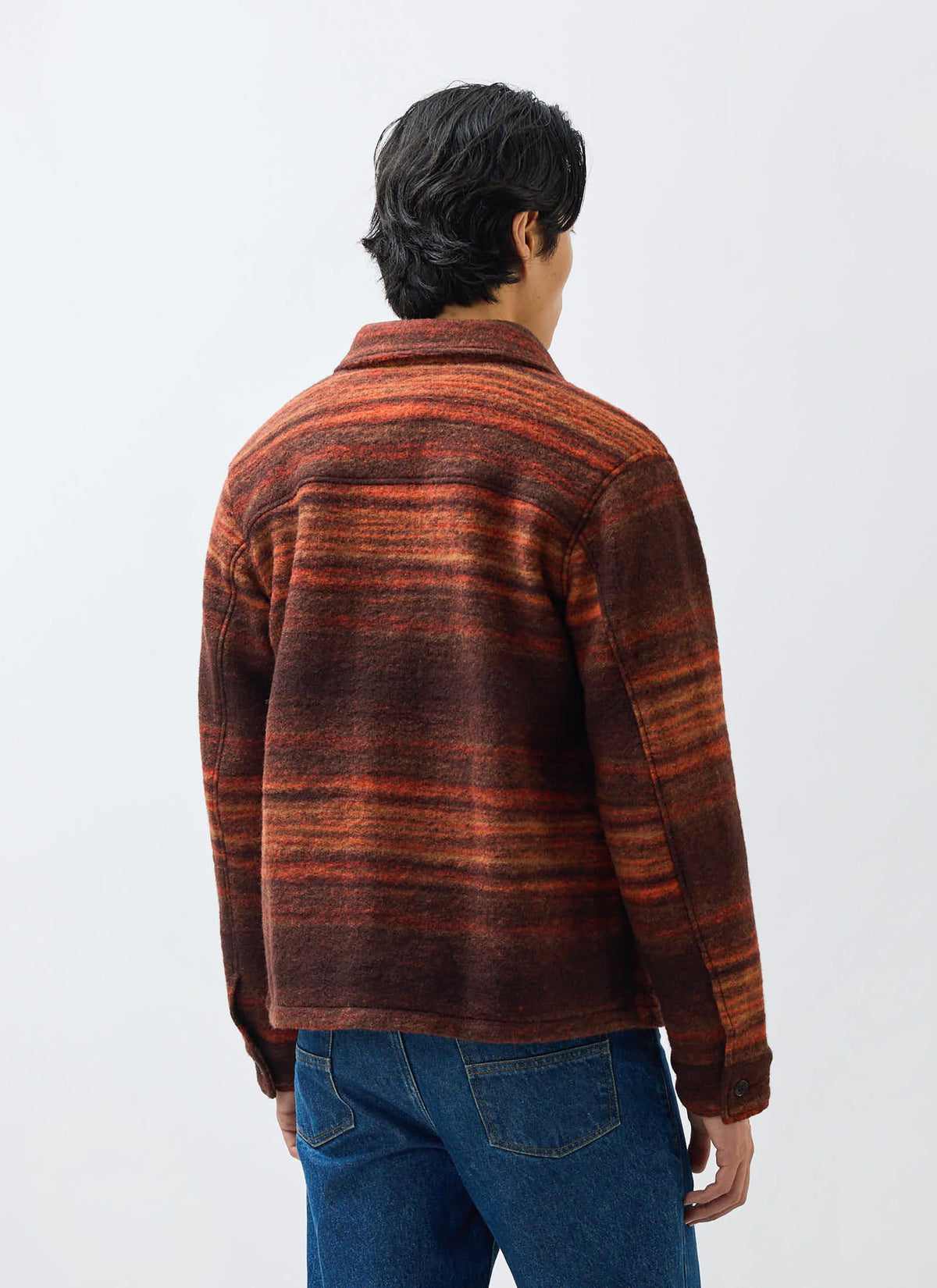 Men's Mississippi Jacquard Overshirt - Boiled Wool - Burnt Orange | Percival