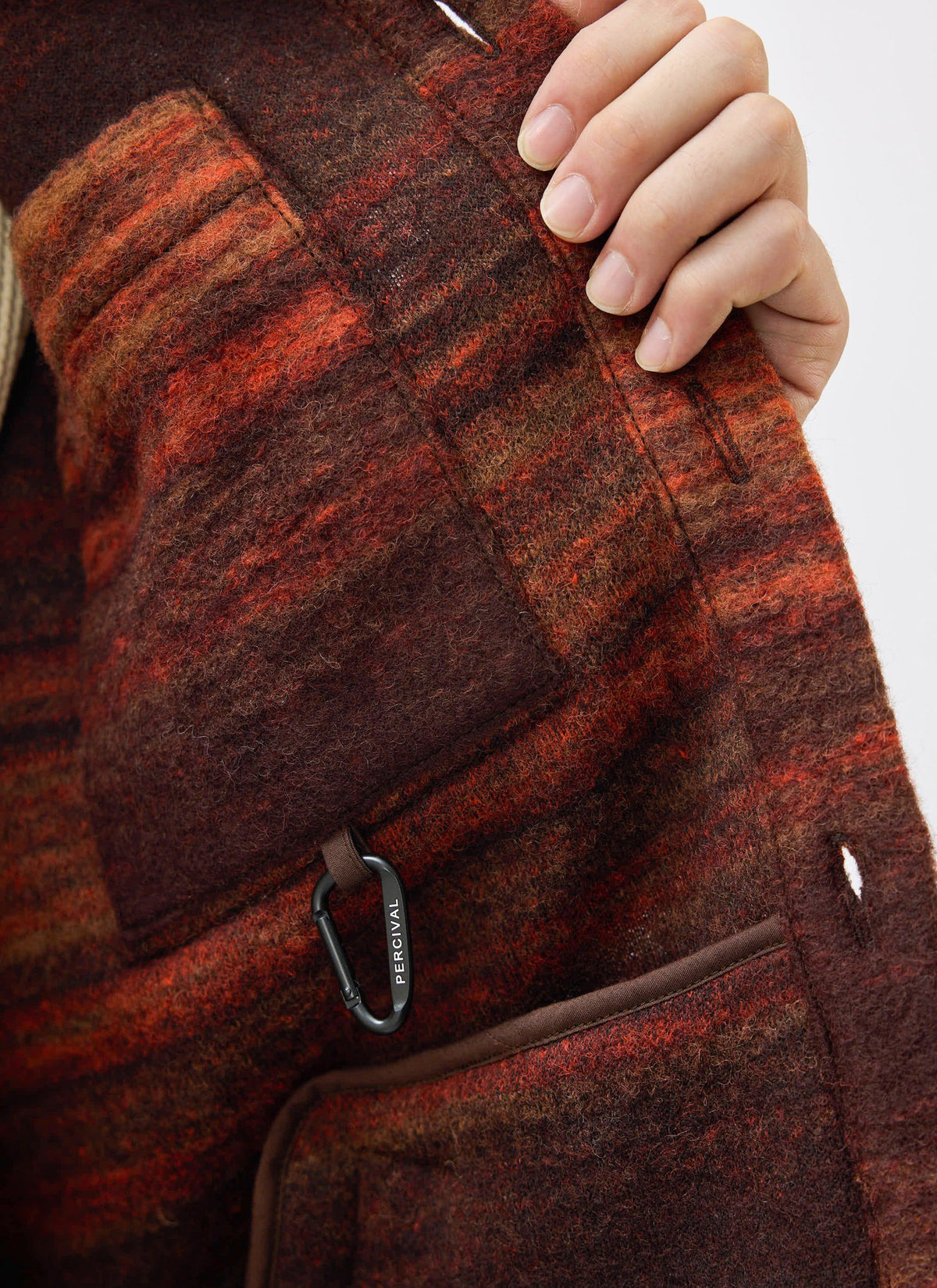 Men's Mississippi Jacquard Overshirt - Boiled Wool - Burnt Orange | Percival