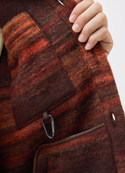 Men's Mississippi Jacquard Overshirt - Boiled Wool - Burnt Orange | Percival