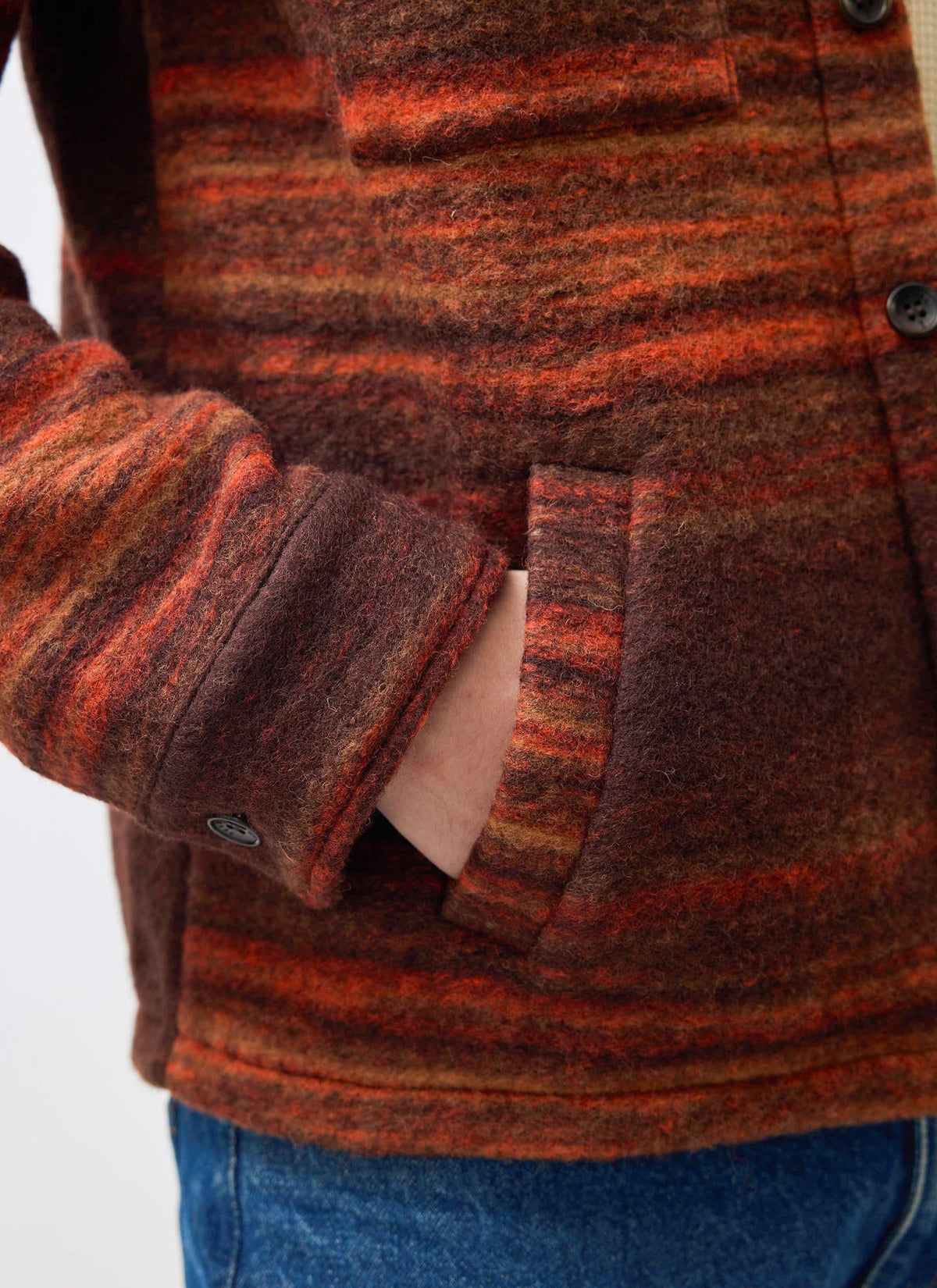 Men's Mississippi Jacquard Overshirt - Boiled Wool - Burnt Orange | Percival