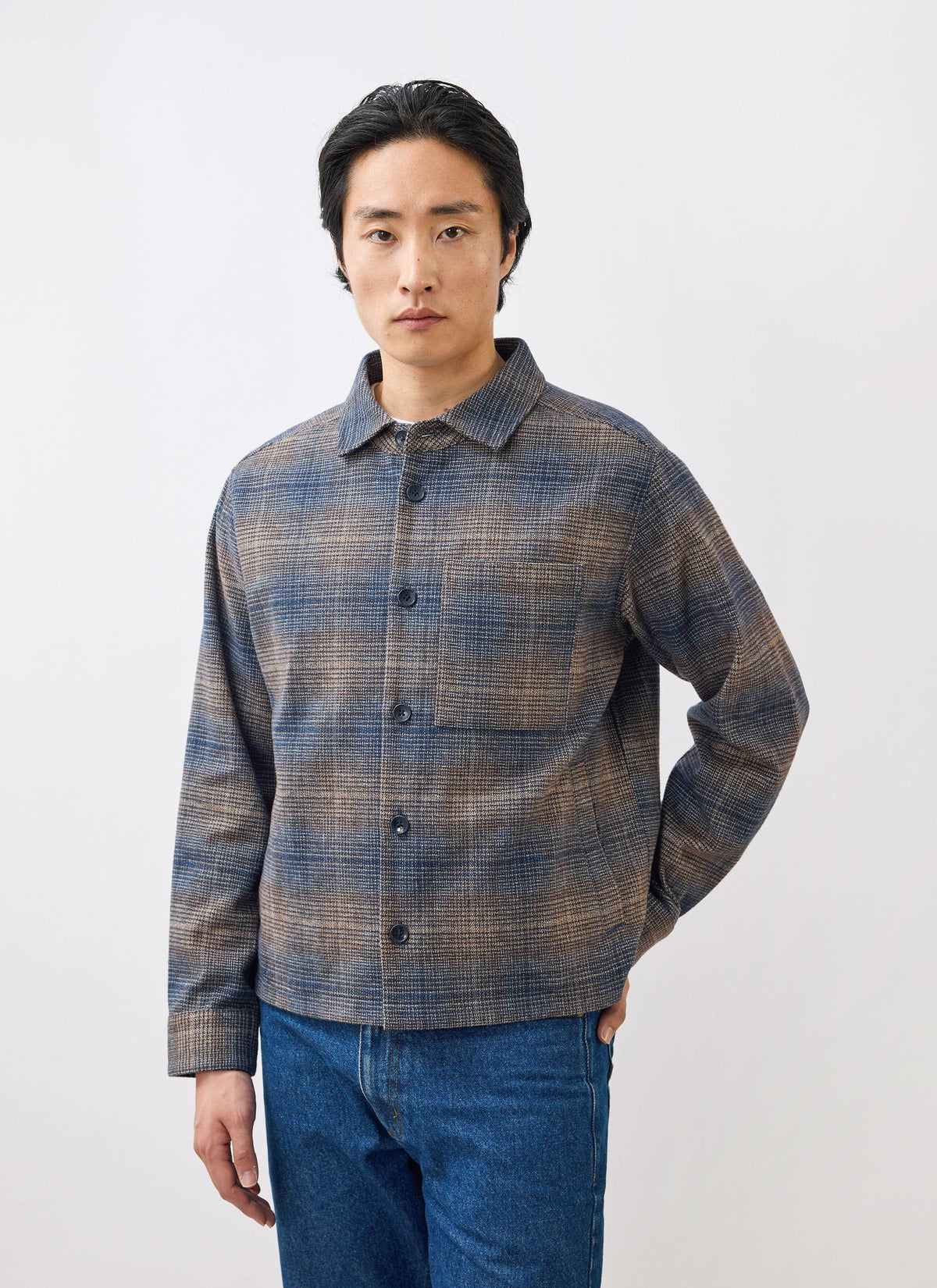 Men's Checked Overshirt: Luton - Cotton - Brown Multi | Percival