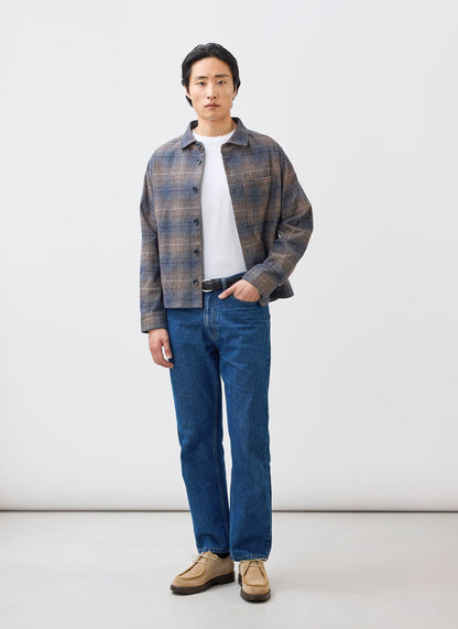 Men's Checked Overshirt: Luton - Cotton - Brown Multi | Percival