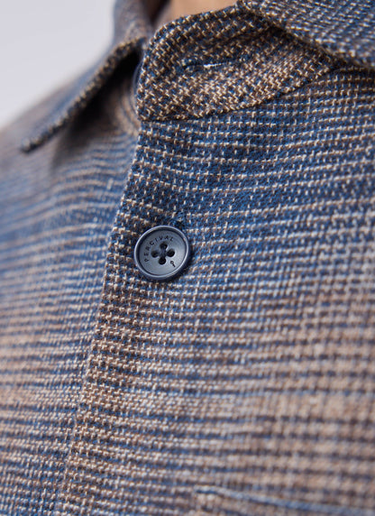 Men's Checked Overshirt: Luton - Cotton - Brown Multi | Percival