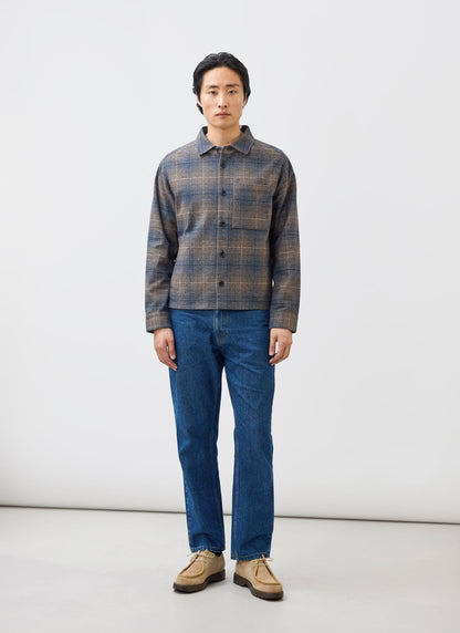 Men's Checked Overshirt: Luton - Cotton - Brown Multi | Percival