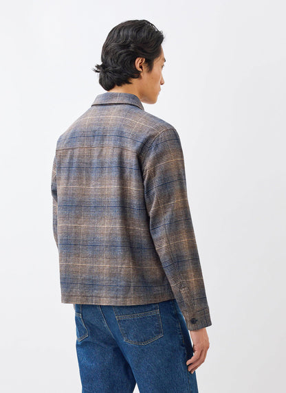 Men's Checked Overshirt: Luton - Cotton - Brown Multi | Percival